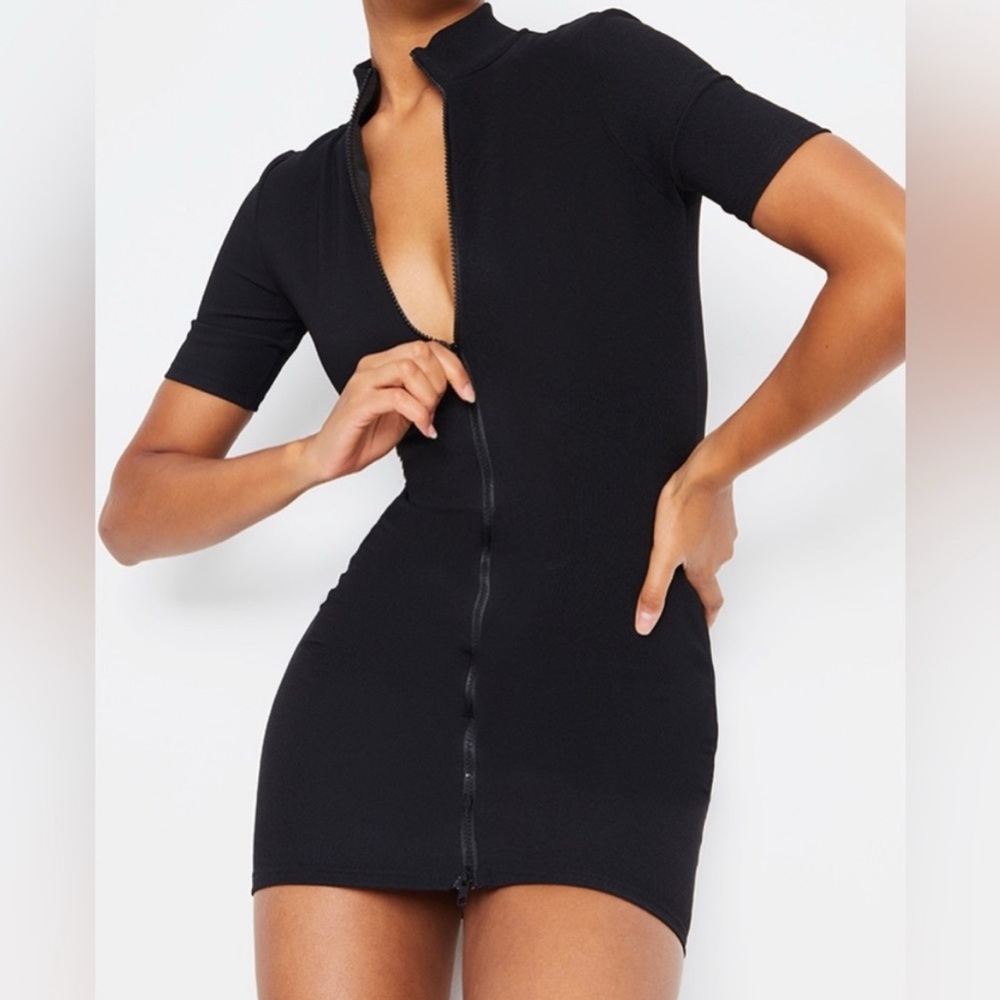 Black Zippered Mini Dress